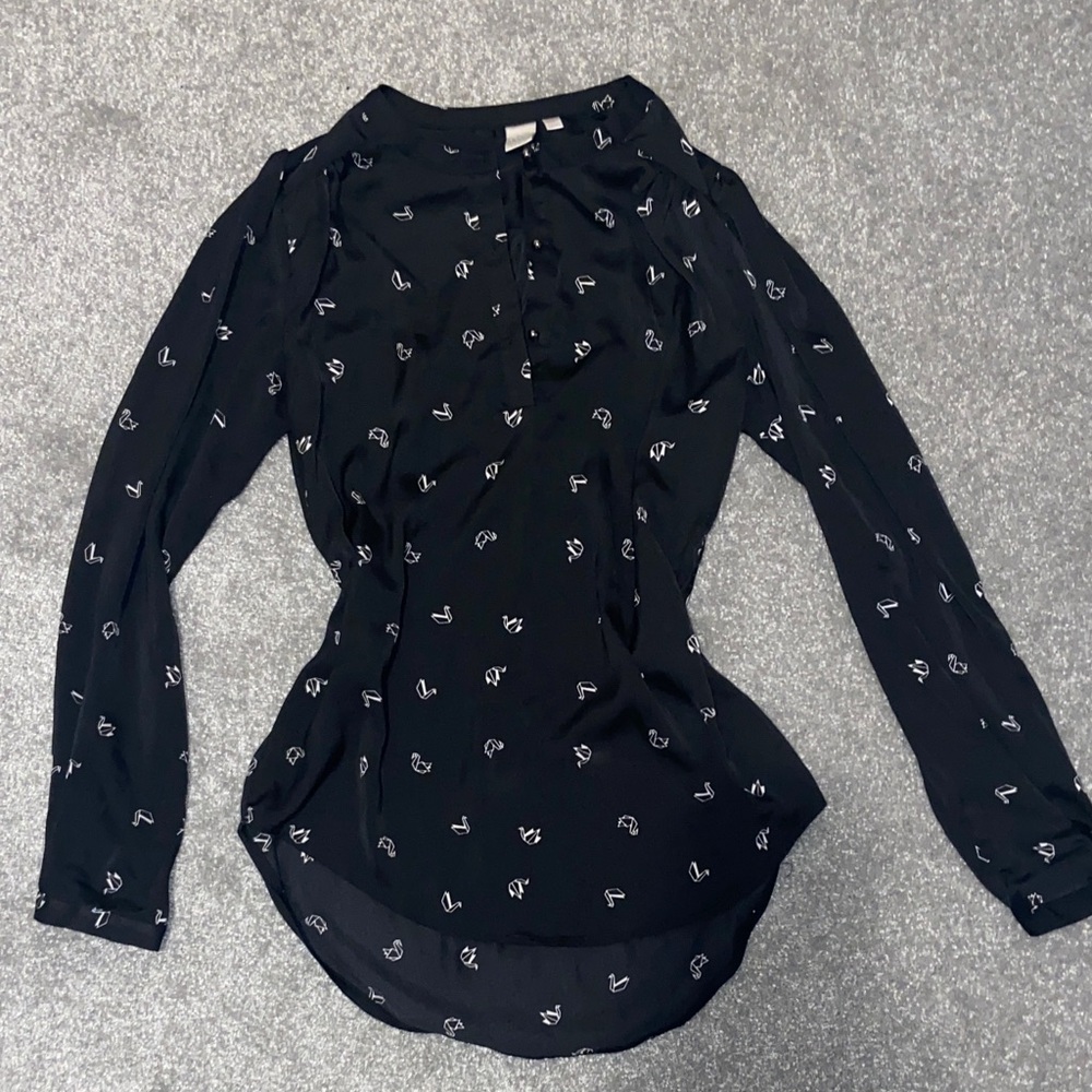 Simons Paper Twik Womens Crane XS Blouse